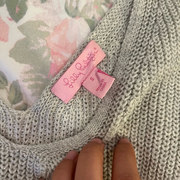 Lilly Pulitzer Dulce Grey Metallic Knit Fringe Tank Top size Small - Picture 3 of 7